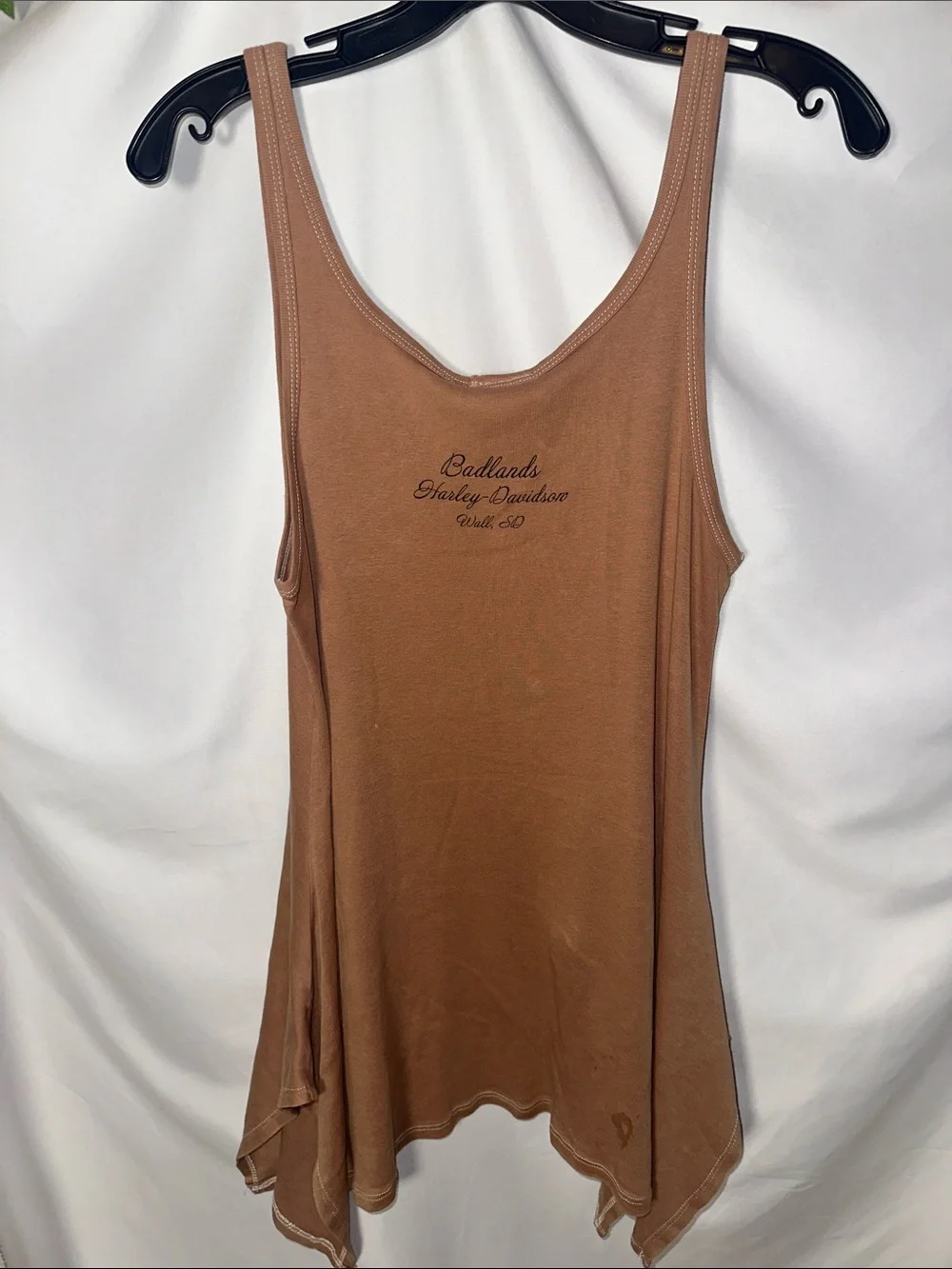 Harley-Davidson Tan Floral Logo Handkerchief Hem Tank - Picture 8 of 11